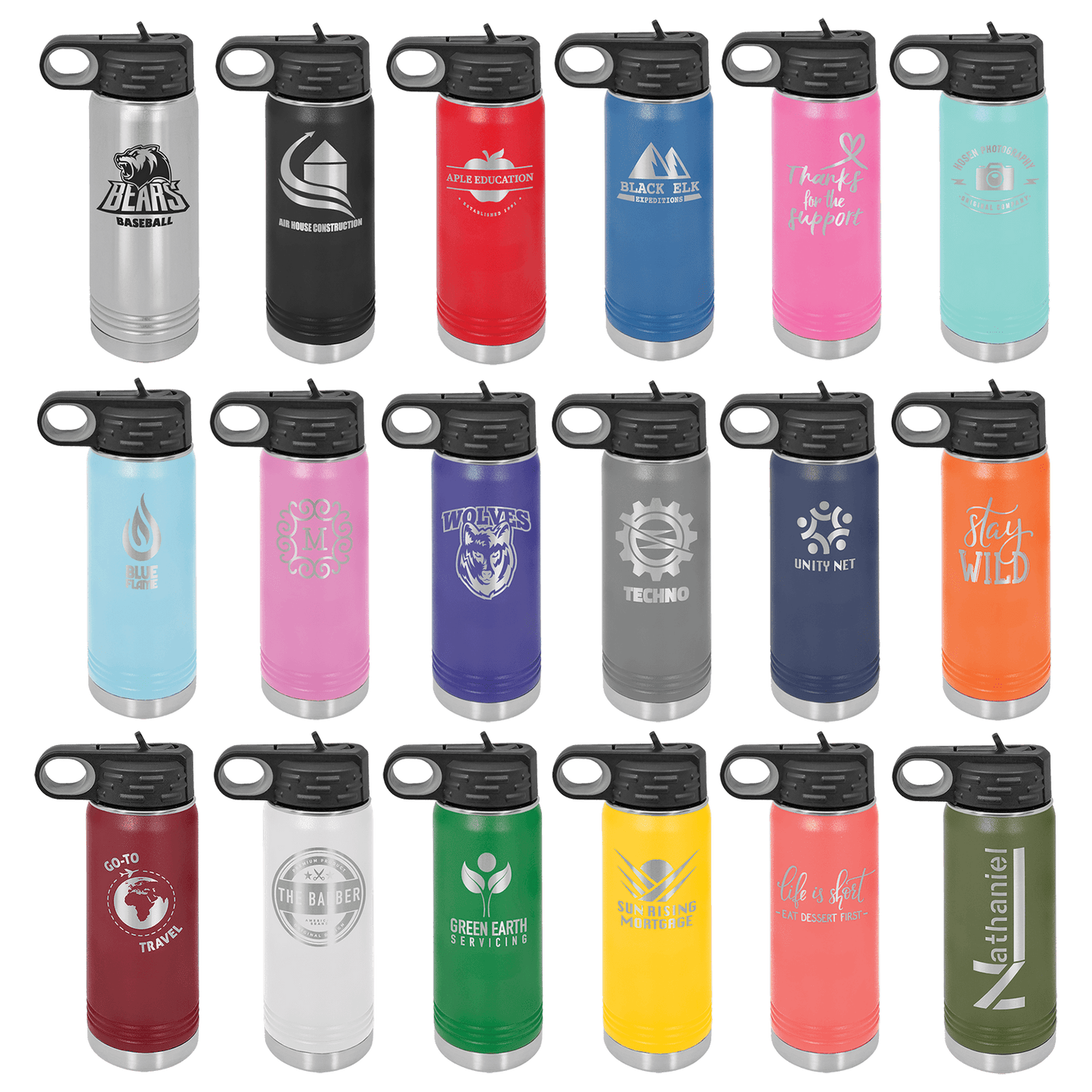 20z Water Bottles, Personalized Water Bottle Kids, Water Bottle with Straw, Insulated Water Bottle, Sports Water Bottle Tumbler